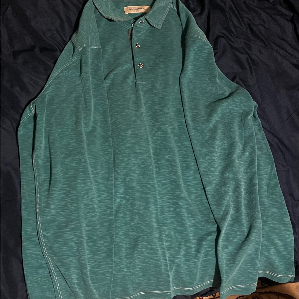 Tommy Bahama Men’s Long Sleeve Performance Polo Shirt Teal Green XL